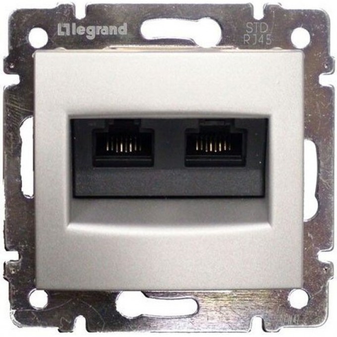 Информационная розетка LEGRAND Valena RJ45 категория 6 UTP 2 выхода на винтах алюминий 770243 Информационная розетка LEGRAND Valena RJ45 категория 6 UTP 2 выхода на винтах алюминий 770243